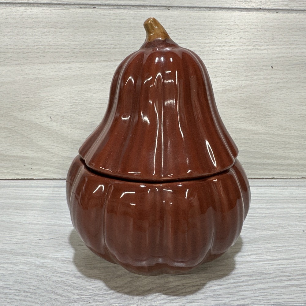 Cindy Crawford Ceramic 7x5.5"‎ Pumpkin Halloween Fall Thanksgiving Candy Dish